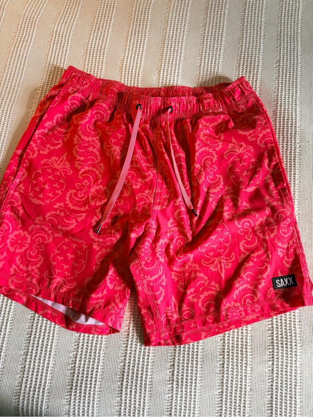 Saxx Men’s, 7inch, Liner, Pink Patterned Tropical Athletic Shorts